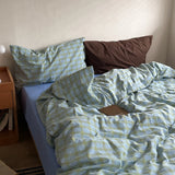 Artistic Sle Retro Plaid 00% Cotton Bedding Set Duvet Cover Pure Cotton Bed eet Bed Canopy Tee Piece Set Quilt Cover