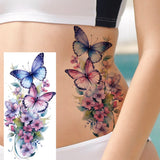 1 Sheet Beautiful Butterfly Flowers Temporary Tattoos For Women Girls Waterproof Fake Tattoos Floral Animals Temp Tatoo Stickers