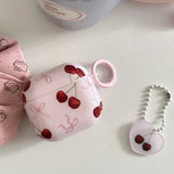 Lovely Pink Cherry Bowknot Gloss Soft Earphone Case For AirPods 4 For AirPods Pro 2 3 1 Headphone Accessories Protection Cover