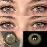 1 Pair Asian Series Colored Contact Lenses Natural Brown Pupils Eyes Contact lenses Green Soft Contacts 14.50mm