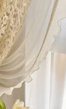 Cream Color Retro Cotton Linen Texture Hollowed Out Lace Bead Lace Curtains for Living Room Bedroom French Window Customized