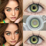 1 Pair Hot Sale Cleopatra Series Green Colored Contact Lenses with Prescription Myopia Lenses Natural Blue Iris Lens