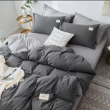 Solid Grey Matcha Color Bedding Set Adults Kids Twin Full Queen Size Bed Flat Sheet Duvet Cover Set Pillowcases Simple Bed Linen