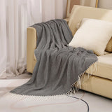 Herringbone Faux Cashmere Throw Blanket Lightweight Fuzzy Soft Cozy with Chevron Fringe Travel-Friendly Farmhouse Christmas Gift