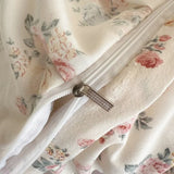 Korean Style Floral Ruffles Knitted Double Yarn Bedding Set Double King Queen Size Duvet Cover Flat/Fitted Bed Sheet Pillowcases