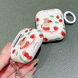 Cartoon Cute Cherry Little Bear Rabbit Silicone Headphone Case for Apple AirPods 1 2 3 4 Pro 2 Earphone Charging Box Keychain