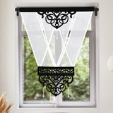 1PC Classic Hollow Pattern Beaded Sheer Short Curtain, Semi-transparent Drape For Living Room Kitchen, Sweet Housewarming Gift