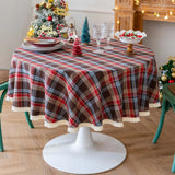 Christmas decorative Plaid Tablecloth With Tassels Red And Green Table Cover For Home Party Dining Decor