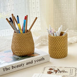 Imitation Rattan Woven Pen Holder Multi-functional Storage Basket Makeup Brush Storage Box Desk Organizer Office  Pen Holder