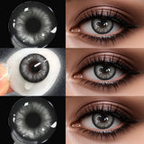 14.20mm 6-Month Disposable Colored Contact Lenses Blue/Brown/Grey 1 Pair Cosmetic Contacts for Daily Wear & Makeup
