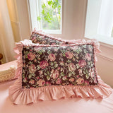 2Pcs Romantic French Pure Cotton Princess Style Pillowcases Lace Vintage Pillow Cover Cushion Ruffles Pillow Sham 48*74cm