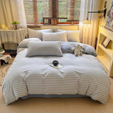New Soft and Skin-friendly All-cotton Duvet Cover Skin-friendly Breathable Checkered Quilt Cover with Pillowcase