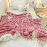 Nordic Fluffy Sofa Blanket Milk Fleece Fringed Ball Blanket Thickened Soft Lamb Fleece Sofa Cover Blanket Nap Home Bedroom Decor