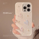 Phone case for 13 iphone 15 pro max 15pro 13pro 11 15promax 14 12promax 12 3D pearl love light shell elegant anti-fall conque