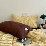 Nordic Striped Pure Cotton Bedding Sets 40S Cotton Skin-Friendly Comfortable Quilt Cover Kit Home Dorm Bedclothes for Seasons