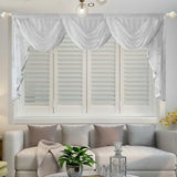 White Lace Flowers Sheer Wavy Valance Curtain Luxury Beaded Floral Waterfall Scallop Curtain for Living Room Bay Window Drapes