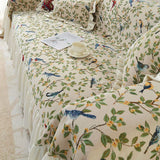 Pastoral Retro Printed Sofa Cover with Skirt All-Inclusive Floral Sofa Towel for Four Seasons Luxury Soft Furniture Protector