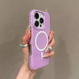 Luxury Candy Tile Ribbed Luggage Texture Magsafe Wireless Charge Case For iPhone 17 16 15 14 13 12 Pro Max 11 17 Magnetic Cover