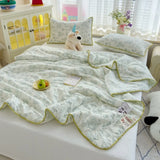 Korean Style Summer Cool Quilt For Girl Skin-friendly Washed Cotton Air Conditioning Quilt Breathable Soft Blanket Home Textiles