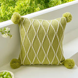 45X45cm Green Stripe Pattern Throw Pillow Cover with Tassels Durable Easy To Clean Cushion Covers Sofa Decor  Pillowcase No Core