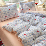 Oxygen Double Layered Four-Piece Bedding Set Fresh Floral Duvet Cover Bed Sheet Bed Canopy Student Dormitory 3-Piece Set