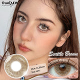 1 Pair Seattle Brown Colored Contact Lenses Natural Brown Pupils Eyes Contact lenses Gray Soft Contact Lenses 14.20mm Yearly Use