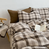 Nordic Simple Stripe Printed Bedding Sets Soft Washed Cotton Skin Friendly Duvet Cover Kit Cozy Bedclothes for Summer and Autumn
