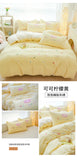 Pink Bedding Sets Solid Color Washed Cotton Home Girls Bedroom Decor Duvet Cover Pillowcase Bedspread Embroidery Four Piece Set
