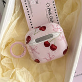Lovely Pink Cherry Bowknot Gloss Soft Earphone Case For AirPods 4 For AirPods Pro 2 3 1 Headphone Accessories Protection Cover