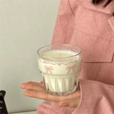 Kawaii Bowknot Glass Cup Aesthetic Cute korean Cups For Cold Hot Coffee Juice Wine Milk Drinking Glasses Ice Cream Dessert Cup