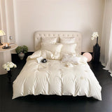 1000TC Egyptian Cotton Three-dimensional Flowers Embroidery Bedding Set Duvet Cover Set Flat/Fitted Bed Sheet Pillowcases 4Pcs