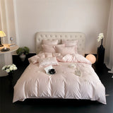 1000TC Egyptian Cotton Three-dimensional Flowers Embroidery Bedding Set Duvet Cover Set Flat/Fitted Bed Sheet Pillowcases 4Pcs