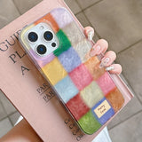 Retro Autumn And Winter Colorful Square Foil Pattern Phone Case For iPhone 17 16 15 14 13 12 11 Pro Max XS XR 7 8 Plus 16e Cover
