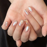 10pcs Nude French Press on Nails Crystal Cat Eye Press on Fake Nails Sparkly Minimalist Handmade Removable Square False Nails