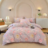 100% Cotton Bedding Set Brushed Dreamy Style Ginkgo Biloba Leaves Pink Duvet Cover Sheet Set Sheet King Queen for Bedroom Decor
