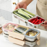 304 Stainless Steel Bento Box Thermal Insulation Portable Divided Lunch Box with Fork Spoon Leak Proof Food Container