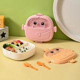 Cartoon Kids Lunch Box,Outdoor Picnic Bento Box,Portable Compartment Snack Box with Tableware, Microwaveable Food Container