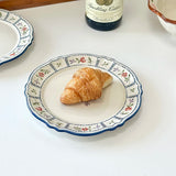 French Printed Ceramic Plate Vintage Household Serving Plates High-end Western Style Pasta Disc Exquisite Patchwork Tableware