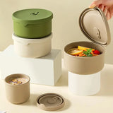 Silicone Food Storage Container 700ml Round Microwave-Safe Sealable Bowl Portable Lunch Box for Students and Office Workers