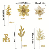 6/12Pcs Artificial Flowers Berry Branches Chritsmas Tree Decoration For Home Decor Xmas New Year Party Supplies Gift Accessories