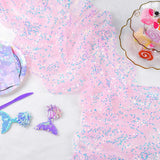 4 Pcs Pink Iridescent Sequin Table Runner for Soft Dining Table Wedding Baby Shower Girls Birthday Party Decorations Solid