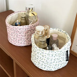 1Pc Rustic Style Portable Cosmetic Storage Bucket Small Broken Flower Desktop Organizer Storage Basket