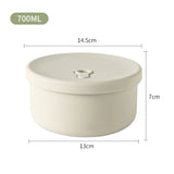 Silicone Food Storage Container 700ml Round Microwave-Safe Sealable Bowl Portable Lunch Box for Students and Office Workers