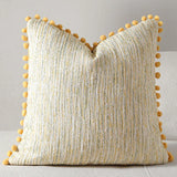 Boho Woven Throw Pillow Cover with Pompom Edge Living Room Sofa Bedroom Home Decor Zipper Soft Cushion Case Fashion Funda CoJin