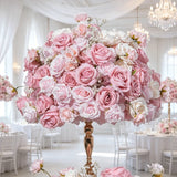 New Arrival Pink Artificial Flower Ball Floral Row Wedding Arch Backdrop Decor Flower Row Faux Flower Arrangement for Banquet