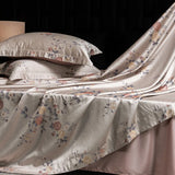 600TC Lyocell Cotton Flowers Jacquard Soft Silky Bedding Set Queen King Size Duvet Cover Bed Sheet/Fitted Sheet Pillowcases 4Pcs