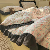Hepburn French Style Bedding Set For adults kids Brown pink Flat fitted Sheet set With Pillowcases Colorful King Queen Full size