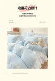 French Princess Lace Ruffles Bedding Set Washed Cotton Skin-friendly Duvet Cover Set with Sheet Soft Printed Flowers Quilt Cover