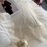 Ruffle Chiffon Lace Duvet Cover Set  2Pcs Pillowcases Sweet Cute Princess Style Bedding set Ultra Soft and Light Weight