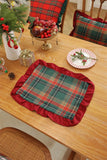 Set of 4/8/12 Christmas Plaid Placemats with Contrasting Ruffled Edges – Perfect for Christmas and Winter Parties